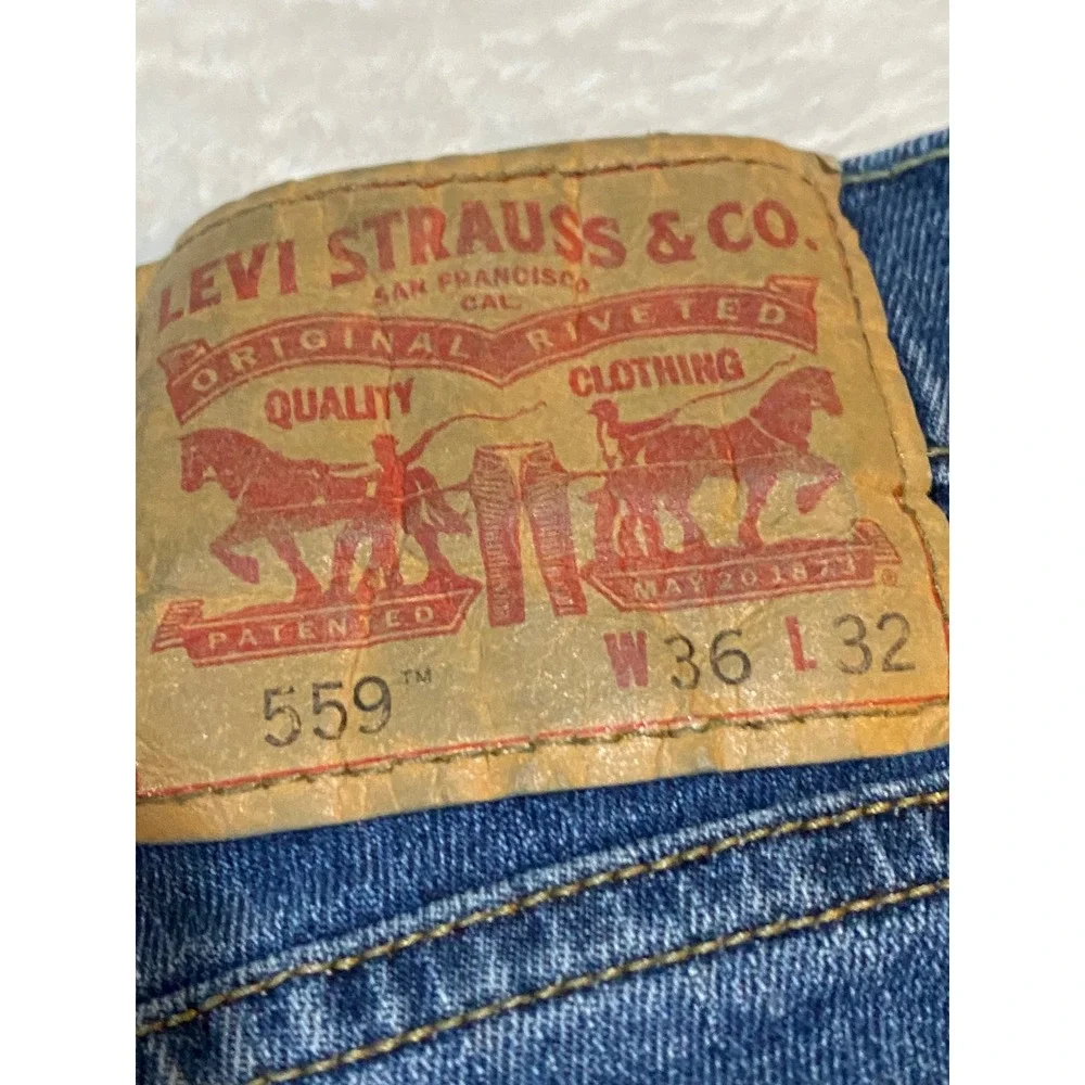 Levis 559 Relaxed Straight Leg Jeans Mens 36x32 Blue Stretch Denim 00559-0421